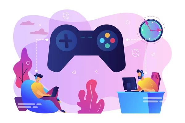 Gaming disorder concept vector illustration. — Stock Vector