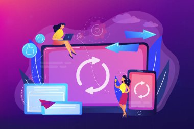 Çapraz-aygıt syncing kavramı vektör çizim.
