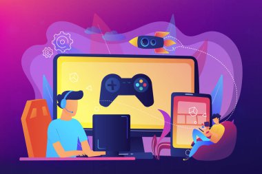 Çapraz platform oyun kavramı vektör çizim.