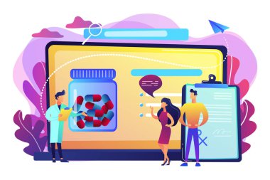 Online reçete sistem kavramı vektör çizim.