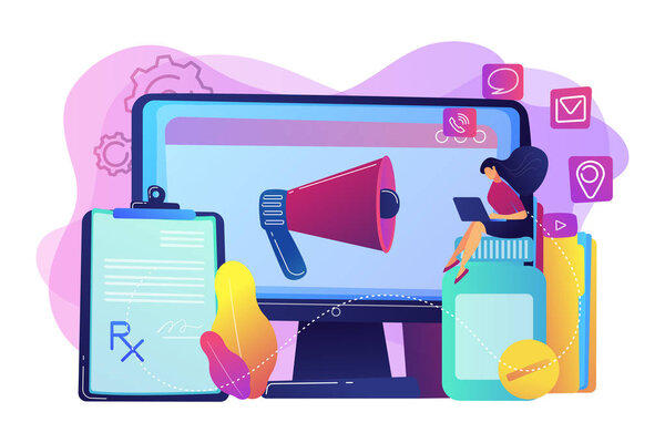Pharmaceutical marketing concept vector illustration.