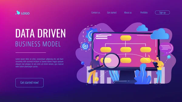 Datagestuurde business model concept landing page. — Stockvector