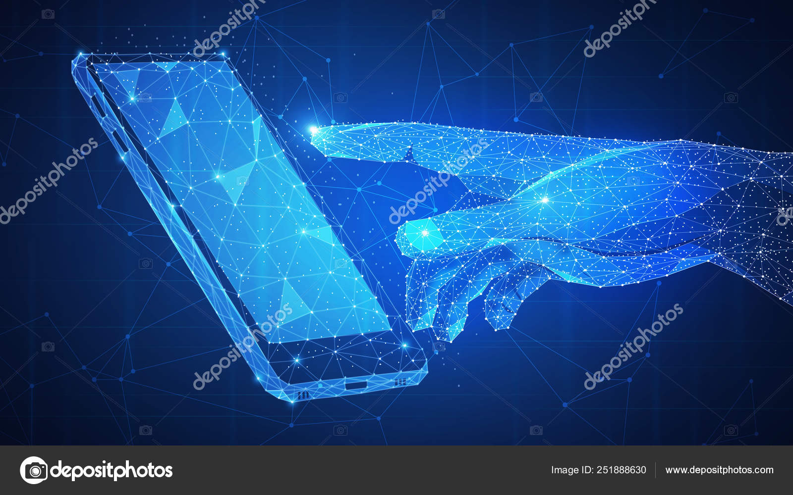 Touch the future and 3d smartphone futuristic concept. — Stock Photo ©  VisualGeneration #251888630, image size:1600x1000