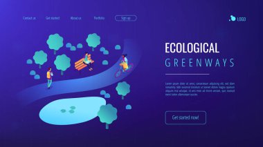 Ecological greenway isometric 3D landing page. clipart