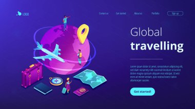 İzometrik 3d seyahat Global açılış sayfası.