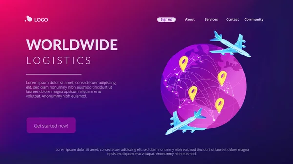 Globales Transportsystem isometrische 3d Landing Page. — Stockvektor