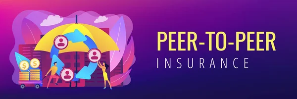 Header konsep asuransi peer-to-Peer . - Stok Vektor
