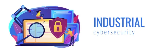 Ipari cybersecurity koncepció banner fejléc. — Stock Vector