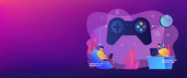 Gaming disorder concept banner header. — Stock Vector