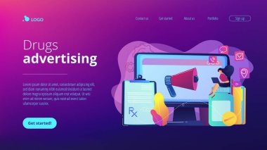 İlaç pazarlama konsepti iniş sayfası.