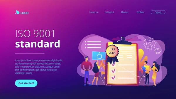 Standard für das Konzept der Qualitätskontrolle Landing Page. — Stockvektor