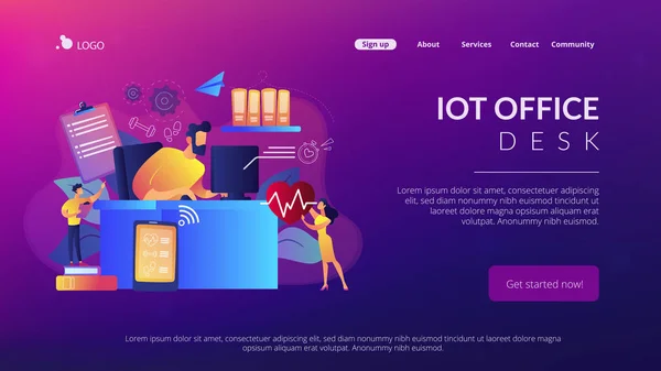 Health-focused IOT γραφεία έννοια landing page. — Διανυσματικό Αρχείο