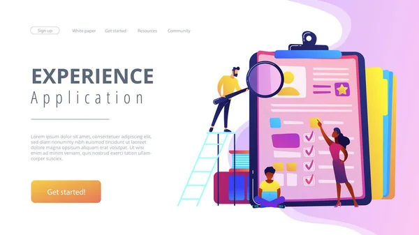 Concept d'entrevue d'emploi page d'accueil . — Image vectorielle