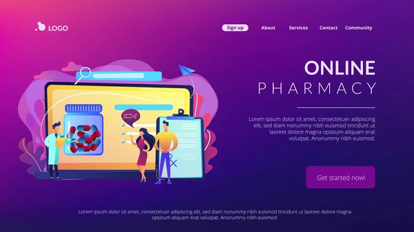 Sistema de prescrição on-line conceito landing page . — Vetor de Stock
