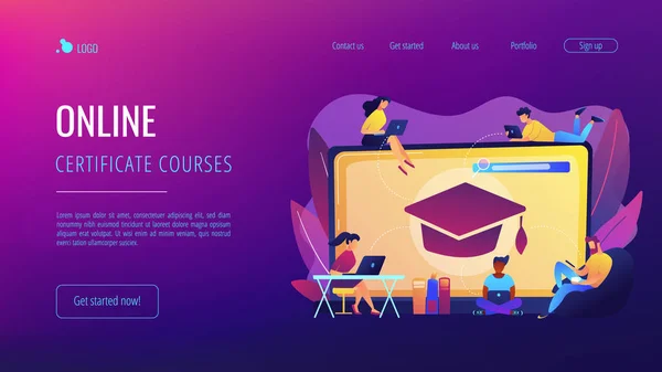 Online courses concept landing page. — Stock Vector