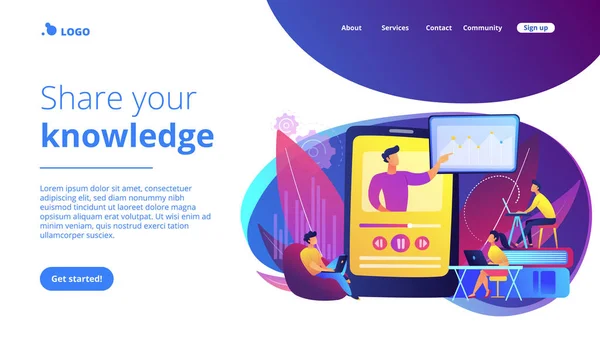 Online Unterrichtskonzept Landing Page. — Stockvektor