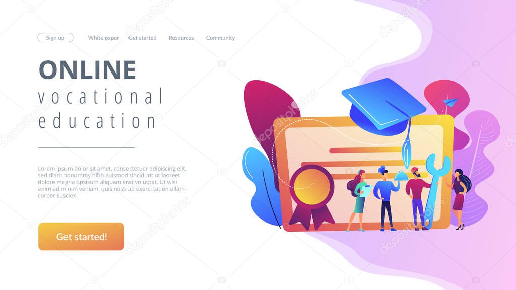 Vocational education concept landing page.