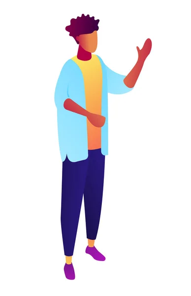 Бізнесмен стоїть з піднятою рукою ізометрична 3D ілюстрація . — стоковий вектор