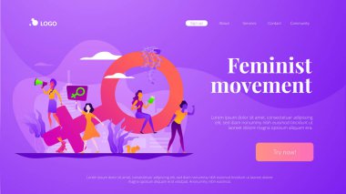 Feminizm vektör açılış sayfası şablonu.