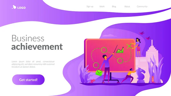Mall för landningssida för affärsstrategi. — Stock vektor