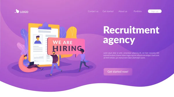 Recruitment agency landing page template. — Stock Vector