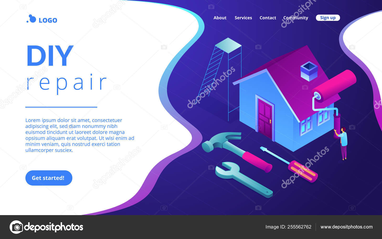 Diy Repair Concept Isometric 3d Landing Page Stock Vector Diy Repair Do It Yourself Service Self Learning Concept Isometric 3d Website App Landing Web Page Template Vector By Rastudio