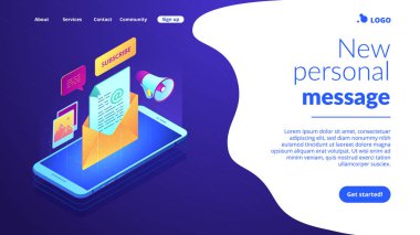 E-posta pazarlama izometrik 3d açılış sayfası.