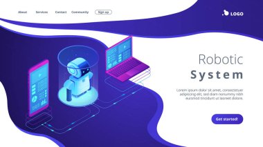 Wifi kontrollü Robotik isometric3d açılış sayfası.