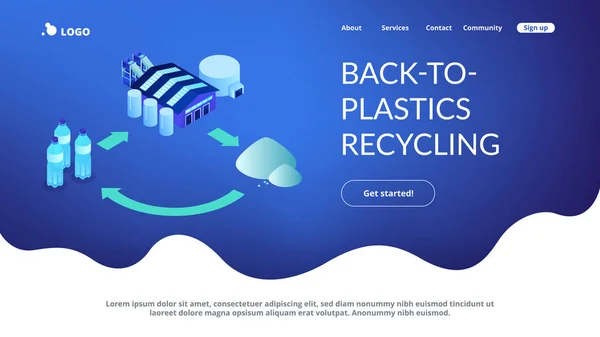 Recyclage mécanique isométrique 3D landing page . — Image vectorielle