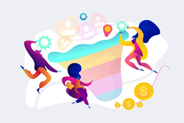 Векторная иллюстрация концепции управления воронками продаж
.