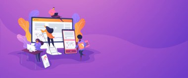Web tasarım geliştirme web pankartı kavramı.