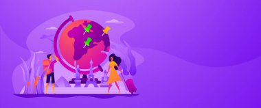 Dünya vektör web banner kavramı seyahat.