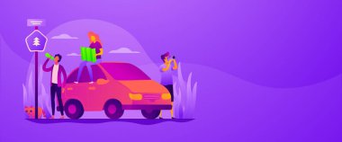 Yol gezisi vektör Web afiş kavramı.