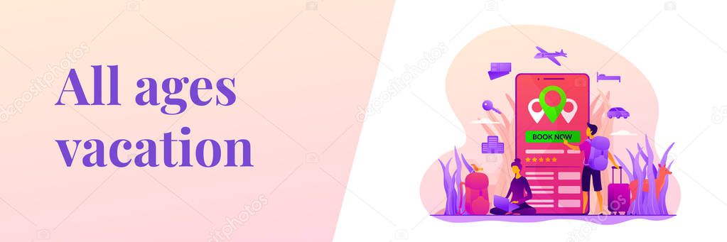 Online booking services vector web banner concept.