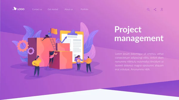 Projekt Management Landing Page Vorlage. — Stockvektor
