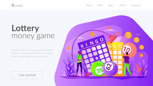 Loterij spel landing page template. — Stockvector