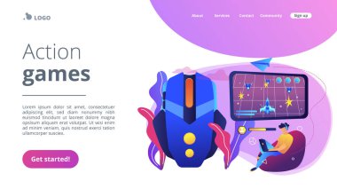 Eylem oyunu konsepti iniş sayfası.
