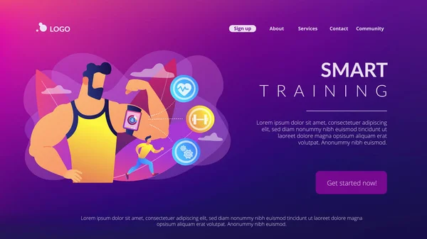 Concepto de entrenamiento inteligente landing page . — Vector de stock