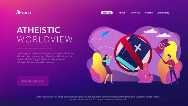 Atheistische Weltsicht Konzept Landing Page. — Stockvektor