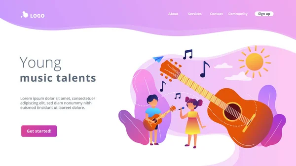 Campamento musical concepto landing page . — Archivo Imágenes Vectoriales