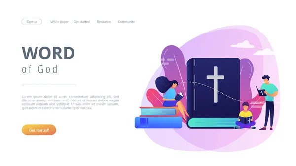 Santa Biblia concepto landing page . — Archivo Imágenes Vectoriales