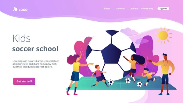 Soccer Camp Konzept Landing Page. — Stockvektor