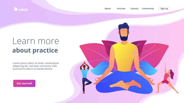 Concept école de yoga page d'accueil . — Image vectorielle