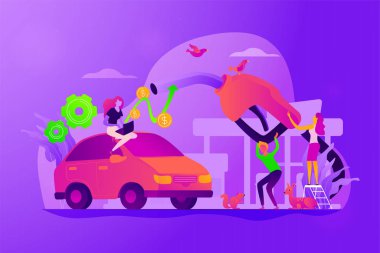 Yakıt ekonomisi kavramı vektör çizim.