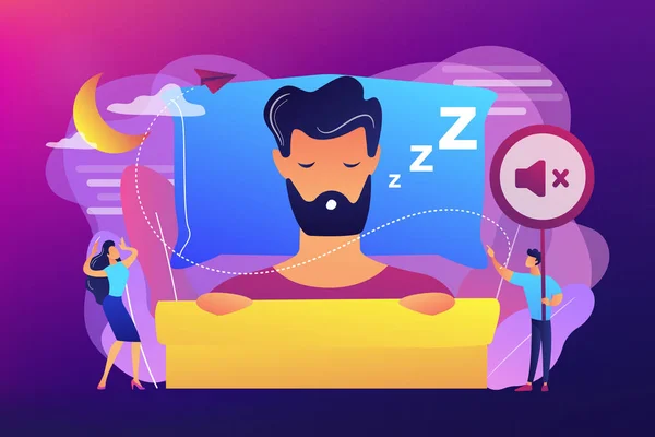 Night snoring concept vector illustration. — Stock Vector