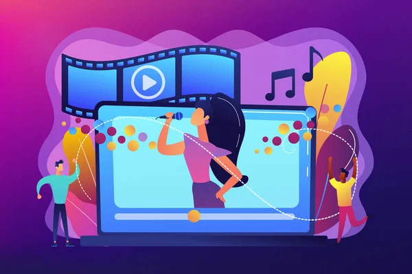 Muziek video concept vector illustratie. — Stockvector