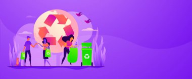 Atıksız, sıfır atık teknolojisi web banner konsepti.