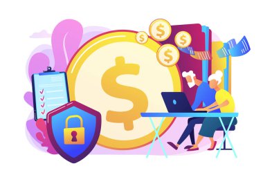 Yaşlı finansal güvenlik kavramı vektör illüstrasyon