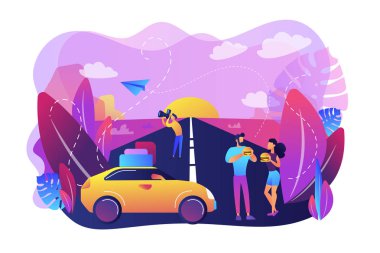 Yol yolculuğu konsepti vektör illüstrasyonu