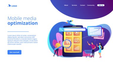 Mobil ortam optimizasyon konsepti iniş sayfası